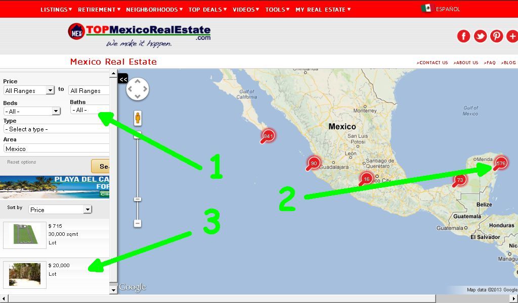 buy real estate cancun mx map